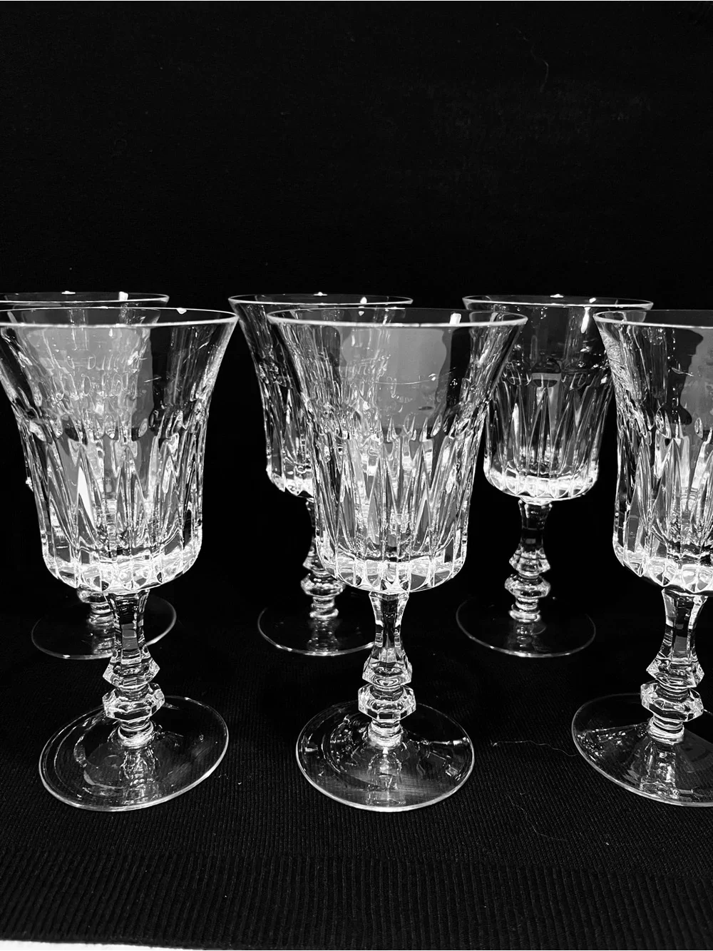Gorham Crystal De Medici Pattern Set of 6 Crystal Water Goblets 7.25”